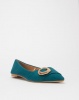 Legit Pointed Pump With Round Gold Trim Emerald Photo