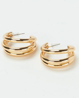 Photo of Lily Rose Lily & Rose 2 Row Half Hoop Earrings Gold-tone