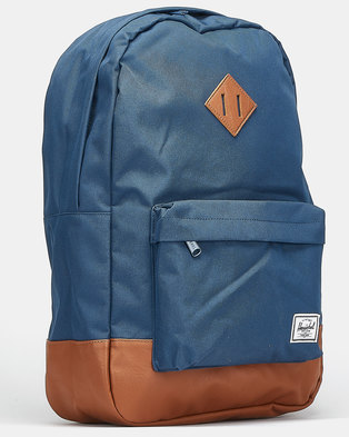 Photo of Herschel Synthetic Leather Heritage Backpack Navy/Tan