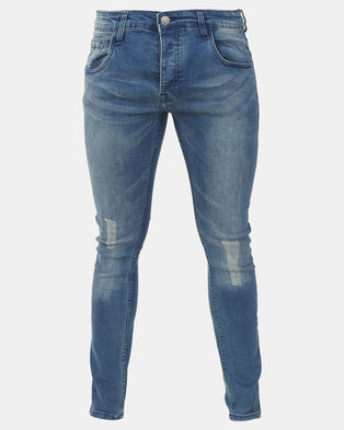 Photo of Brave Soul Skinny Jeans with Enzyme Wash Mid Blue