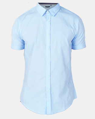 Photo of Brave Soul Short Sleeve Shirt With Front Seams Pale Blue