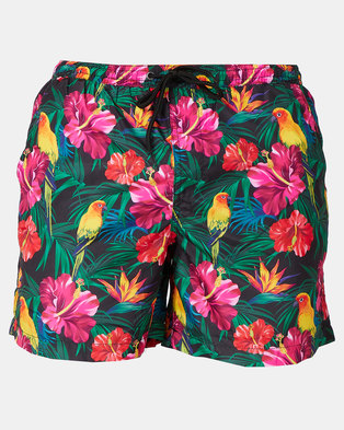 Photo of Brave Soul Tropical Print Swimshorts Multi