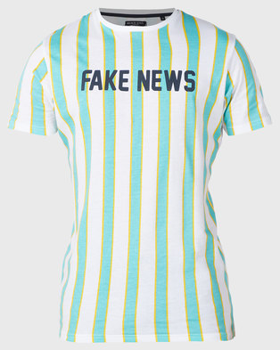 Photo of Brave Soul Fake News Stripe T-Shirt Green