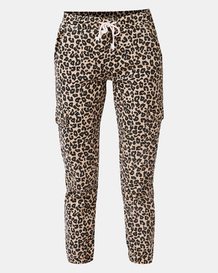 Photo of Revenge Cuffed Leopard Print Pants Beige