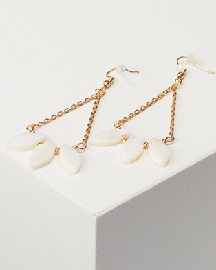 Photo of Jewels and Lace Shell Bead Earrings Gold-tone