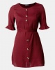 Utopia Button Through Dress With Tie Belt Red Photo
