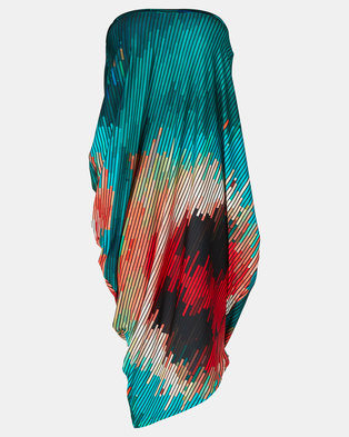 Photo of Michelle Ludek Protea Print Billy Bardot Boobtube Assymetrical Dress Multi