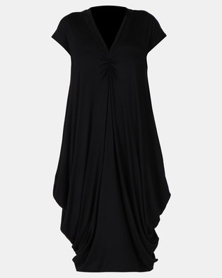 Photo of Michelle Ludek Sarah Ruched Front Midi Dress Black