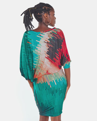 Photo of Michelle Ludek Protea Print Stella Off Shoulder Midi Dress Multi