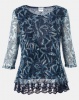 Contempo Printed Lace Overlay Top Blue Photo