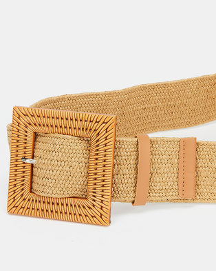 Photo of Joy Collectables Square Buckle Stretch Belt Natural