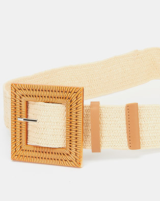 Photo of Joy Collectables Square Buckle Stretch Belt Light Natural