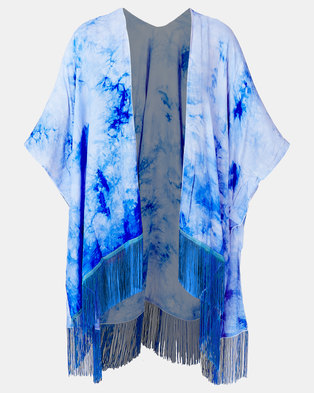 Photo of Joy Collectables Throwover Fringed Kaftan Blue
