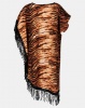 Joy Collectables Side Fringed Animal Kaftan Beige Photo