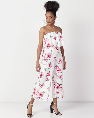 Photo of New Look Floral Frill Bandeau Jumpsuit White