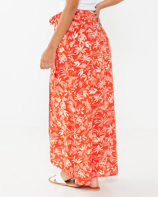 Photo of New Look Leaf Print Maxi Wrap Skirt Orange