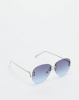 You I You & I Oversized Rounded Rimless Sunglasses Light Gold Dark Blue Photo
