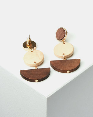 Photo of All Heart Abstract Wood Drop Earrings Multi