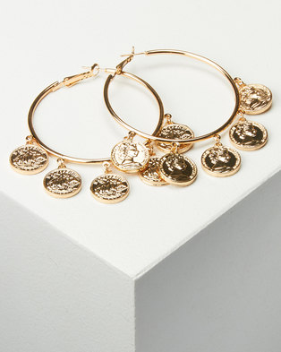 Photo of All Heart Coin Hoop Earrings Gold