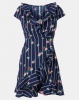 Revenge Frill Strip and Floral Dress Navy Photo