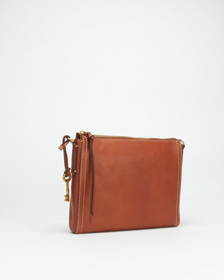Photo of Fossil Emma Leather Crossbody Bag Brown