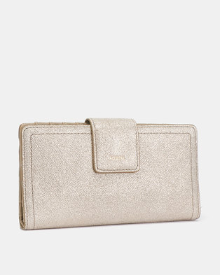 Photo of Fossil Logan Leather Tab Clutch Champagne