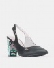 Plum Delica Geometric Heel Slingback Courts Black Photo