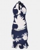 AX Paris Floral Backless Fishtail Midi Dress Navy Photo