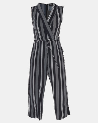 Photo of AX Paris Striped Tie Waist Jumpsuit Black