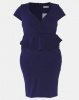 City Goddess London Plus Size Peplum Short Sleeve Midi Dress Navy Photo