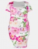 City Goddess London Plus Size Cream Print Square Neckline Pleated Midi Dress Photo