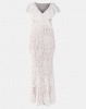 City Goddess London Lace Wedding Maxi Dress with Frilled V Neckline White Photo