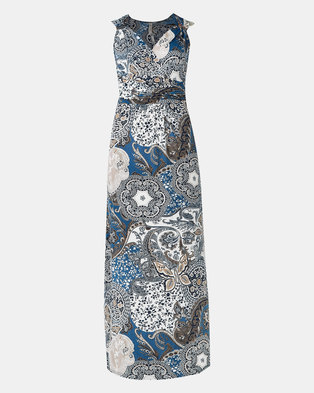Photo of Revenge Paisley Print Dress With Ring Detail Blue