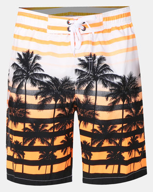Photo of Utopia Palm Print Swimshorts with Inner Support Orange