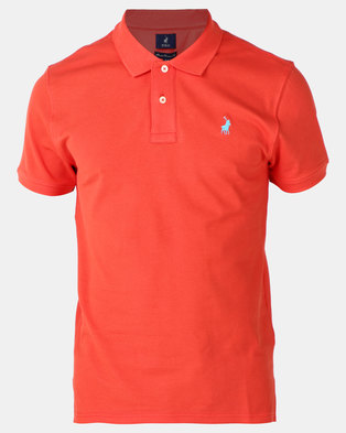 Photo of Polo Mens Powder Grendine Custom Fit Short Sleeve Pique Golfer Red