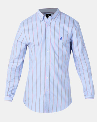 Photo of Polo Mens Elliott Oxford Stripe Signature Ls Shirt Light Blue