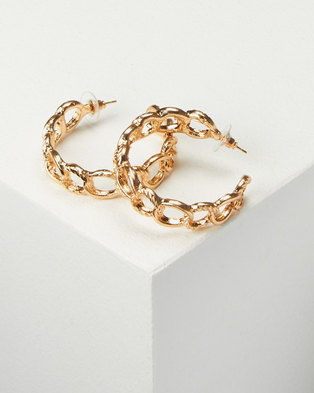 Photo of All Heart Chain Link Hoop Earrings Gold-tone