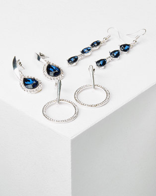Photo of Queenspark 3Pk Glamour Drop Earrings Silver