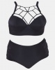 Lu May Lu-May Plus Lace Front Top And High Waist Bikini Bottom 2 Piece Black Photo