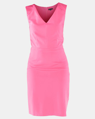 Photo of Smashed Lemon V-neck Sleeveless Shift Dress Pink