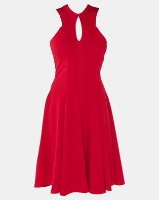 Photo of Erre Knee Length Fit & Flare Dress Red