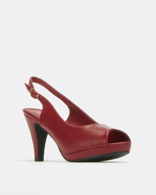 Photo of Urban Zone Open Toe Slingback Platforms Red