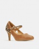 Urban Zone Snake Print contrast Mary Jane Courts Taupe Photo