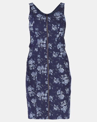Photo of cath.nic By Queenspark Printed Front Zip Woven Dress Blue