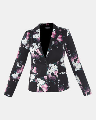 Photo of Queenspark Woven Jacket Black/Pink Rose