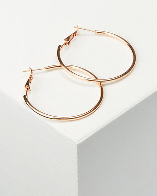 Photo of You I You & I Thin Med Hoop Earrings Rose Gold-tone