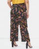 Brave Soul Plus Size Printed Wide Leg Trousers Navy Photo