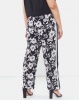 Brave Soul Plus Size Flower Printed Wide Leg Trousers Navy Photo