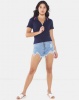 Brave Soul T-shirt With Collar And Circle Zipper Navy Photo