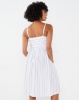 Brave Soul Strappy Button Through Dress With All Over Embroidery White/Navy Photo